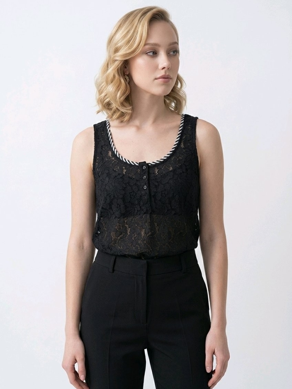 Volcom Black Lace Tank with Monochrome Trim